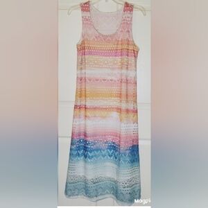 Cloth & Portrait Small Rainbow Sherbet Eyelet A Line Midi Sundress NWOT